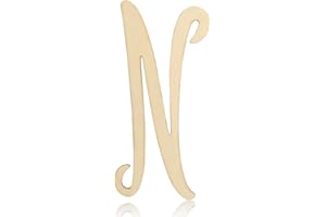 Wooden Monogram Letters for Wall Decor 12 Inch Cursive Wooden Letters Unfinished Large Wood Letter N Focal20 Craft Alphabet Wall Hanging for Wreath Nursery Baby Shower Home Decoration