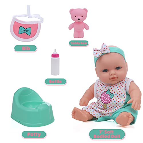 Mommy and Me Baby Doll Potty Training Doll Set, 7 Inch Doll with