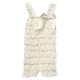 CVERRE Petti lace romper Baby Toddler Girls Layered Lace Ruffle Petti Romper (M ( 6 to 12 months ), White)