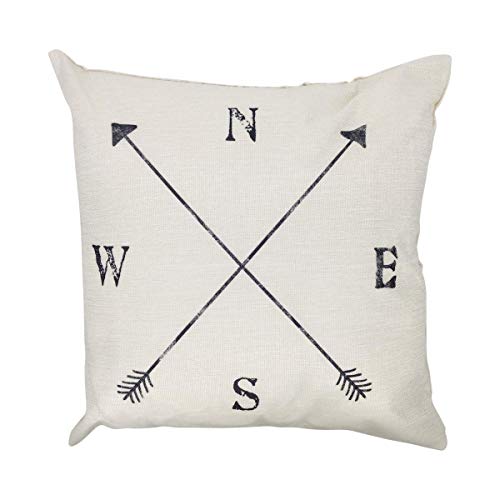 Arundeal 18 x 18 Inch Rustic Nautical Compass Arrow Decorative Cotton Linen Square Throw Pillow Cases Cushion Cover
