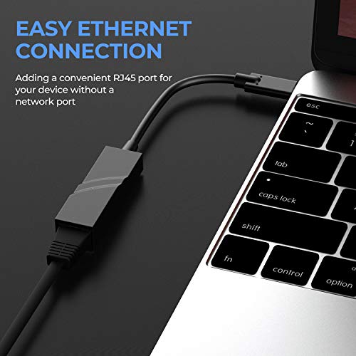 USB C to Ethernet Adapter, Portable 1-Gigabit Network Hub, 10/100/1000 Mbps, for MacBook Pro 2016/2017/2018, Chromebook, XPS, Galaxy S9/S8, and More
