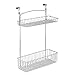 mDesign Metal Farmhouse Over Cabinet Kitchen Storage Organizer Holder or Basket - Hang Over Cabinet Doors in Kitchen/Pantry - Holds Dish Soap, Window Cleaner, Sponges - 2 Pack - Chrome