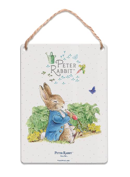 Metal Dangler Sign (65 x 90 mm) - Beatrix Potter - Peter Rabbit and Radish — image 1