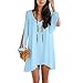 Chen Women Summer Casual Sleeveless Party Evening Cocktail Col-v Mini Dress (8, Skyblue)