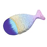 LandFox Fish Scale Makeup Brush Fishtail Bottom Brush Powder Blush Makeup Cosmetic Brush (Blue)