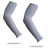 YISEVEN Adult's Sports Compression Arm Sleeves Basketball Shooting Shooter Sleeves Golf Football Accessories Baseball Sun UV Protection Running 3/4 Shirts – Men & Women Gray (1 Pair)