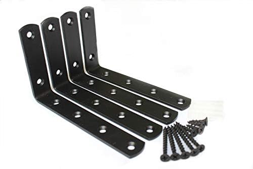 Mhmydz 4 Pcs Matte Black Steel Heavy Duty L Corner Brace Joint