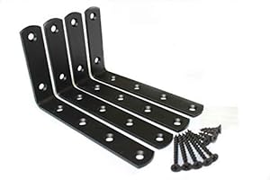 MHMYDZ 4 Pcs Steel Heavy Duty L Corner Brace Joint Angle Bracket Shelf Bracket Wall Hanging with Screws 125mmX75mm/5 InchX3 Inch Decorative Corner Brackets Joint Angle Bracket Matte Black