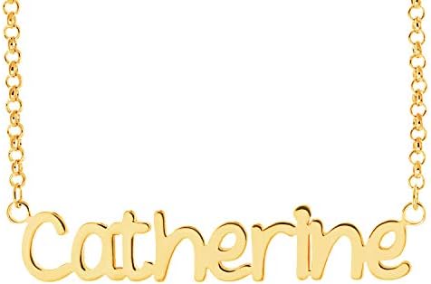Personalized Sterling Silver/Gold/Rose Gold Name Plate Necklace Customized with Any Initials Letters -Gifts for Baby,Women,Girl,Mother
