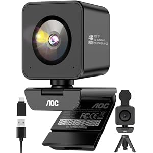 AOC Webカメラ 4K 1200万画素 三脚付き 1080P/60fps対応 SONY IMX363センサー搭載 AC410