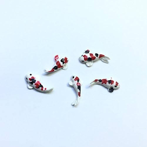 5 Pcs Fish Carp Handmade Clay Collectible Dollhouse Miniature Garden Fisherman