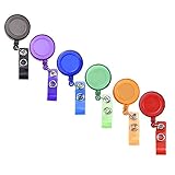 Mudder 6 Pieces Translucent Retractable Badge Holders Badge Reel with Belt Clip for ID Badge Key Cards