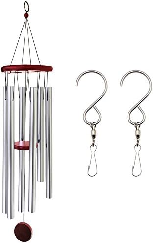 Ownuzz Inspirational Hanging Wind Chimes Set with 2 S Hooks for Patio, Garden, Terrace, Balcony and other Indoor Outdoor Decor, Medium，relieve pressure .Quiet, soothing mood