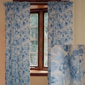 Amazon.com: JCPenney Floral Blue Curtain Set 84L: Kitchen & Dining