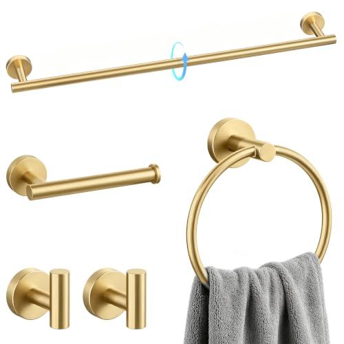 STWWO 5-Piece Gold Bathroom Accessories Set 24 Inch Bathroom Towel Bar