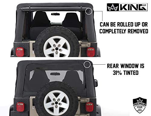 King 4WD Replacement Soft Top Without Upper Doors - Black Diamond - TJ 1997-2006 Jeep Wrangler