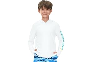 BesserBay Boys Sun Protection Hooded Long Sleeve Thumb Holes Rashguard Shirt 1-14 Years