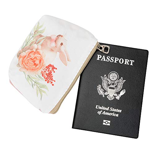 Women and Girls Cute Fashion Coin Purse Wallet Bag Change Pouch Key Holder (Rabbit and Flower)