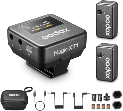 Godox Magic XT1 kabelloses Lavalier-Mikrofon für Kamera, Android, iPhone 15, PC, 48 kHz/24-Bit-Audio, Touchscreen-Empfänger, Geräuschunterdrückung, ka