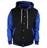 U World Men's Hoodie Cotton Baseball Varsity Jacket Blue