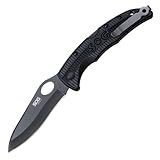 SOG Specialty Knives & Tools SP23-CP Sogzilla Knife with Straight Edge Folding 3.8-Inch Steel Clip Point Blade with GRN Handle, Hardcase Black Finish
