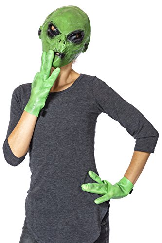 Mask For Halloween - Realistic Alien Head Arms - Green Natural Latex Face Hands