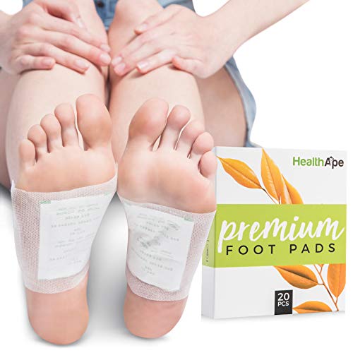HealthApe Bamboo Vinegar Foot Pads: Sticky Foot Sleep Patches to Remove Toxins – Health and Beauty Foot Care Patches for Pain Relief with Purifying Charcoal – Box of 20 for a 10 Day Treatment