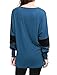Allegra K Women's Color Block Batwing Sleeves Loose Tunic Top L Blue (US 14)
