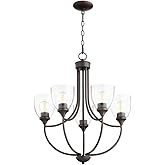 Quorum International Enclave Chandelier - Oiled Bronze W/Clear/Seeded - 6059-5-286, Bronze/Dark