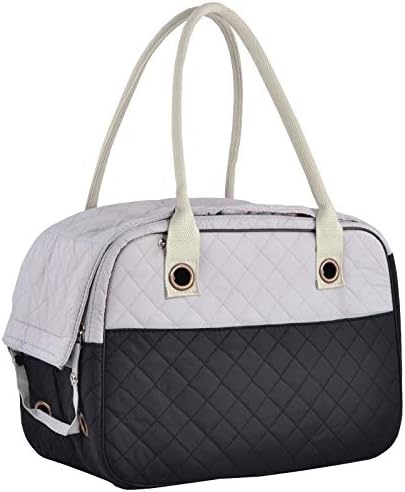 MG Collection Stylish 2 Tone Quilted Soft Sided Travel Pet Carrier Tote Hand Bag for Only Small Medium-Sized Cats Dogs Puppy