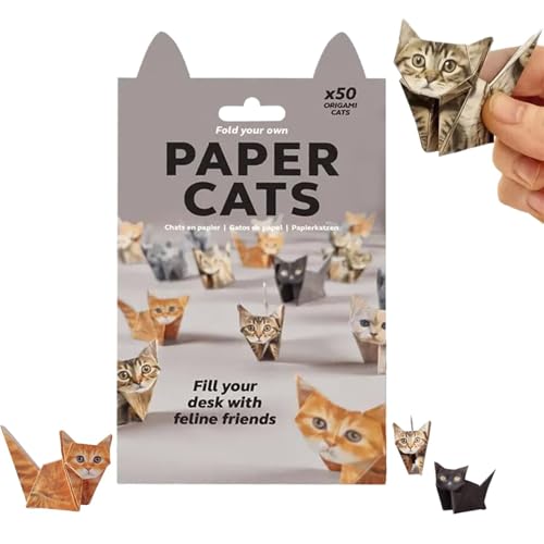 DIY Paper Cats - 50 Sheets DIY Paper to Fold Cute Cat Figures, 3D Dog/Dinosaur/Cats Origami Kit, Creative Origami Cats Craft Kit, Pattern Cute Printing, Desk Decoration & Gift for Pets Lovers