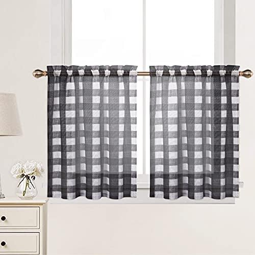 CAROMIO Farmhouse Plaid Window Curtains, Semi Sheer Classic Country