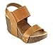 Refresh Women's Mara-10 Platform Cork Wedge High Heel Leather Sandal,8 B(M) US,Tan