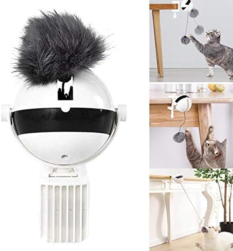 Gmorosa Interactive Cat Toy USB Electric Degree Self Rotating Ball Automatic Light Pet Adjustable base Toy-One Pet Toy Ball Training Lifting Plush Ball Electric Flutter Rotating Toy for Cats