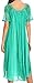 Sakkas 17604 - Myani Two Tone Embroidered Sheer Cap Sleeve Caftan Long Dress | Cover Up - SeaGreen - OS