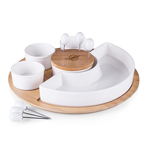NFL Miami Dolphins Symphony Laser Engraved Serving Dish, One Size, Natural Wood