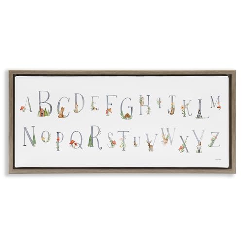Stupell Industries Country Cottage Alphabet Framed Floater Canvas Wall Art Desi…