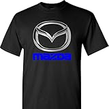 Mazda Chrome Logo with Blue Metallic on a Blue T Shirt