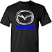 Mazda Chrome Logo with Blue Metallic on a Blue T Shirt