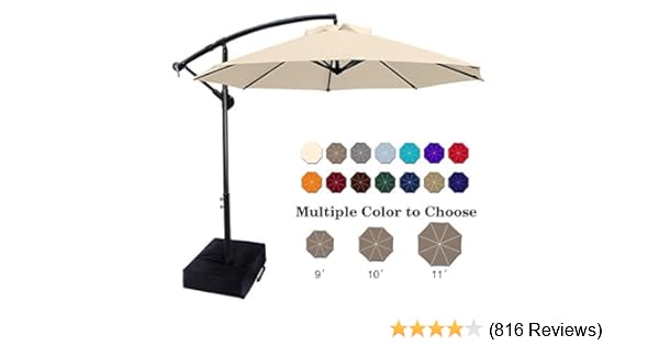 Amazon Com Abccanopy Patio Umbrellas Cantilever Umbrella Offset Hanging Umbrellas 9 Ft Outdoor Market Umbrella With Crank Cross Base For Garden Deck Backyard Pool And Beach 12 Colors Light Beige