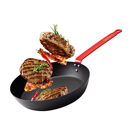 Delihom Carbon Steel Pan 10 Inch Skillet Omelette Pan, Cooking Frying