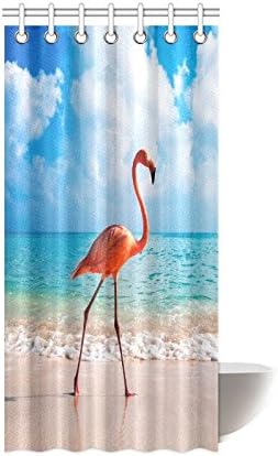 Pink Flamingos on the Beach Waterproof Bathroom decor Fabric Shower Curtain Polyester 36 x 72 inches