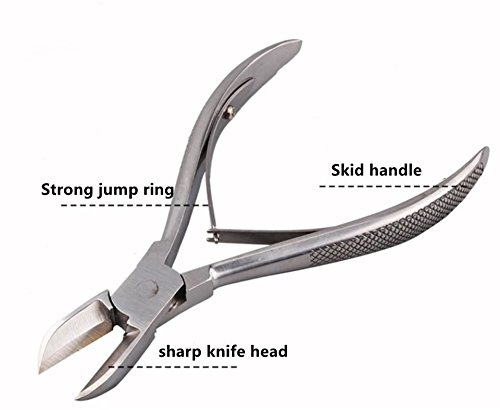 Stainless Steel Toenail Clippers with Safety Tip Cover Thick Nails Care Tools, Anti Slip,Long 5.5 inch