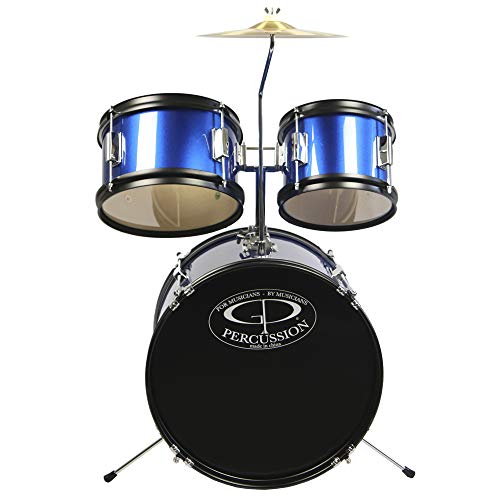 GP Percussion GP55BL 5-Piece Junior Drum Set with Cymbals and Throne in Blue - Thumbnail 2