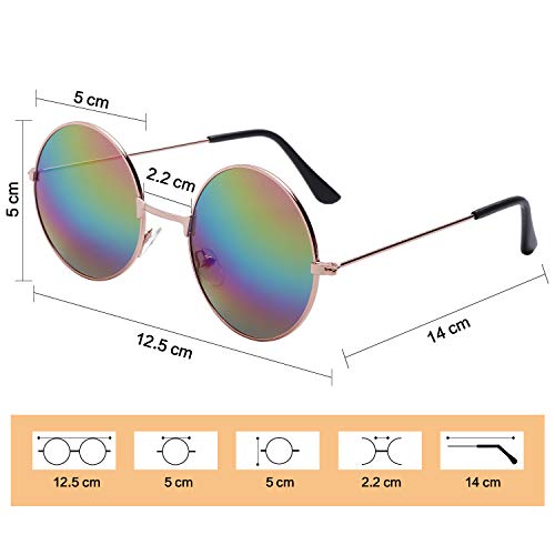 Sunshane Hippie Costume Accessory Set Includes 1 Pair of Hippie Sunglasses, 1 Piece Rainbow Peace Sign Necklace and 1 Piece Flower Crown Headband