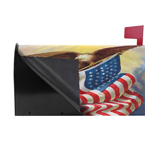 Naanle Bald Eagle American Flag Magnetic Mailbox Cover, 4th July Independence Day Mailbox Wrap Home Decorative Large Size 25.5”(L) x 20.8”(W) - Thumbnail 3