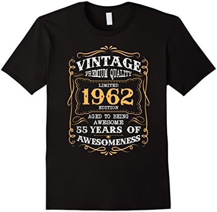 Mens Vintage Born in 1962 55th Birthday T-Shirt 55 Years Old Medium Black