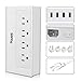 Travel Power Strip USB Adapter 4 Outlets with High Speed Smart USB Charging Ports Station Powerjc,White
