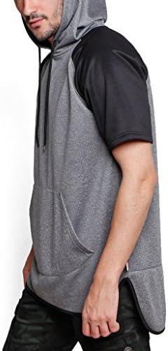 Elbowgrease Athletics Men's Diamond 2-Tone Short Sleeve Droptail Hoodie S Black &amp; Steel