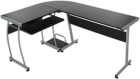 3-Piece Corner Office Computer Desk, Home L-Shape Corner Laptop Computer PC Desk Table Black